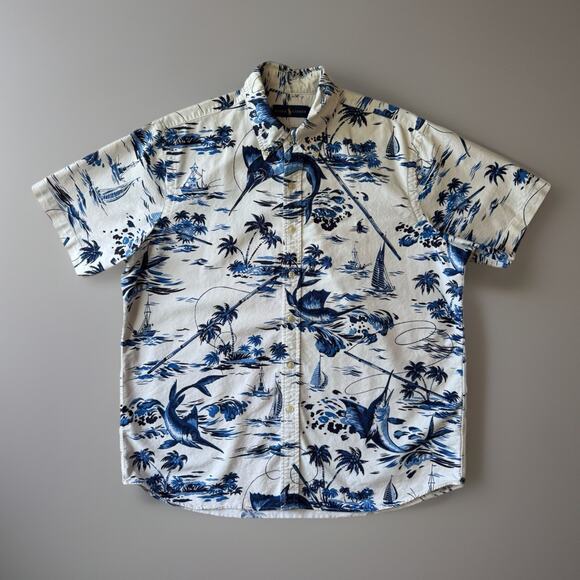 Polo Ralph Lauren Other - Polo Ralph Lauren Shirt L White Multicolor Fishing Vacation Hawaii Party RRL